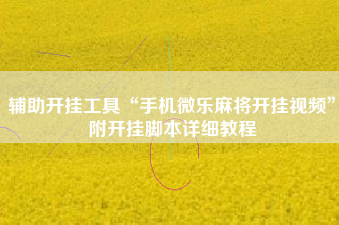 辅助开挂工具“手机微乐麻将开挂视频”附开挂脚本详细教程