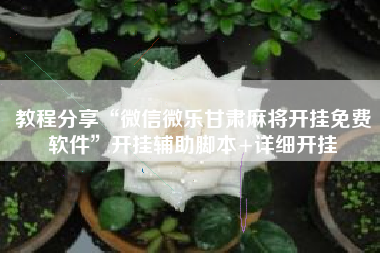 教程分享“微信微乐甘肃麻将开挂免费软件”开挂辅助脚本+详细开挂