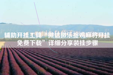 辅助开挂工具“微信微乐捉鸡麻将开挂免费下载”详细分享装挂步骤