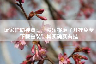 玩家辅助神器：“微乐捉麻子开挂免费下载安装”其实确实有挂