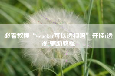 必看教程“wepoker可以透视吗	”开挂(透视)辅助教程