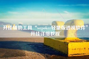 开挂辅助工具“wepoker轻量版透视软件	”开挂详细教程