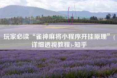 玩家必读“雀神麻将小程序开挂原理	”(详细透视教程)-知乎