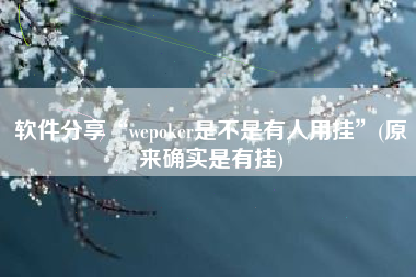 软件分享“wepoker是不是有人用挂”(原来确实是有挂)