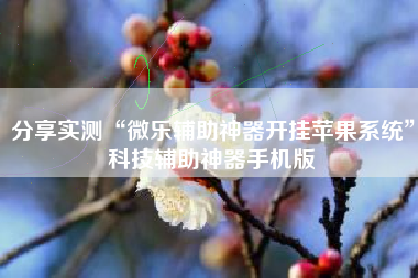 分享实测“微乐辅助神器开挂苹果系统	”科技辅助神器手机版