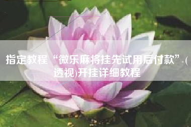 指定教程“微乐麻将挂先试用后付款	”(透视)开挂详细教程