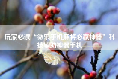 玩家必读“微乐手机麻将必赢神器”科技辅助神器手机