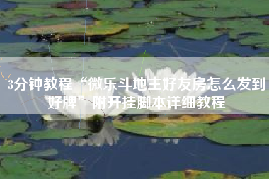 3分钟教程“微乐斗地主好友房怎么发到好牌”附开挂脚本详细教程