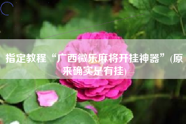 指定教程“广西微乐麻将开挂神器”(原来确实是有挂)