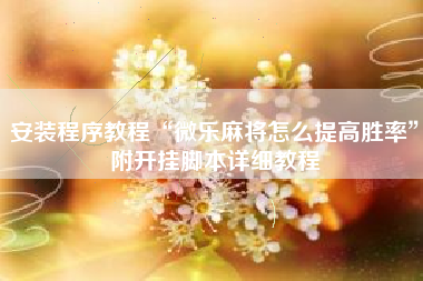 安装程序教程“微乐麻将怎么提高胜率”附开挂脚本详细教程