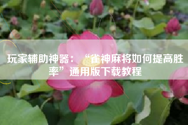 玩家辅助神器：“雀神麻将如何提高胜率”通用版下载教程