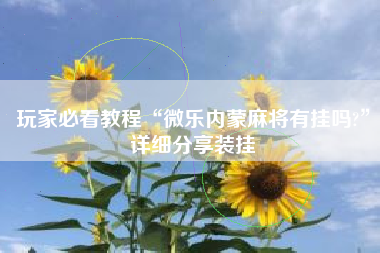 玩家必看教程“微乐内蒙麻将有挂吗?	”详细分享装挂