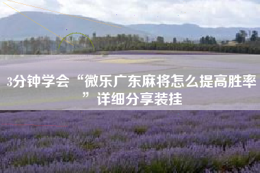 3分钟学会“微乐广东麻将怎么提高胜率”详细分享装挂