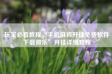 玩家必看教程“手机麻将开挂免费软件下载微乐”开挂详细教程