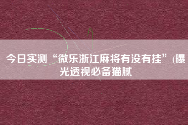 今日实测“微乐浙江麻将有没有挂	”(曝光透视必备猫腻