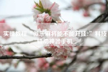 实操教程“微乐麻将能不能开挂?	”科技辅助神器手机