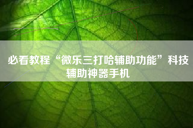 必看教程“微乐三打哈辅助功能”科技辅助神器手机