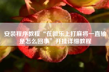 安装程序教程“在微乐上打麻将一直输是怎么回事	”开挂详细教程