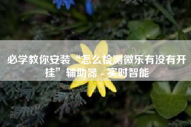 必学教你安装“怎么检测微乐有没有开挂”辅助器 - 实时智能