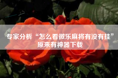 专家分析“怎么看微乐麻将有没有挂	”原来有神器下载