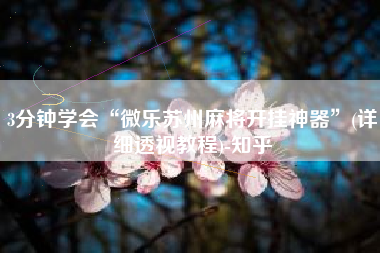 3分钟学会“微乐苏州麻将开挂神器”(详细透视教程)-知乎