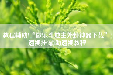 教程辅助!“微乐斗地主外卦神器下载”(透视挂)辅助透视教程