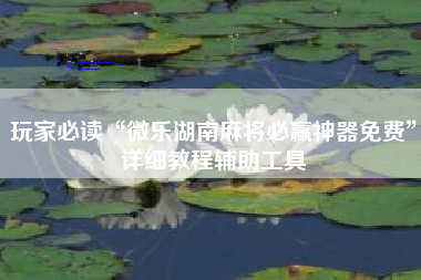 玩家必读“微乐湖南麻将必赢神器免费	”详细教程辅助工具