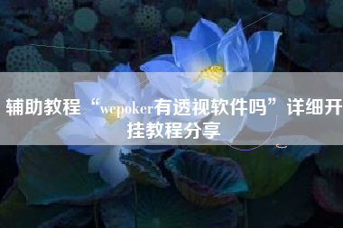 辅助教程“wepoker有透视软件吗	”详细开挂教程分享