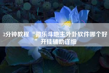 3分钟教程“微乐斗地主外卦软件哪个好”开挂辅助详细