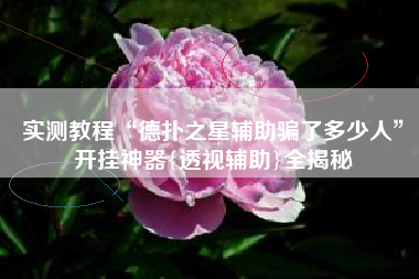 实测教程“德扑之星辅助骗了多少人”开挂神器{透视辅助}全揭秘