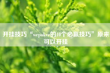 开挂技巧“wepoker的10个必赢技巧”原来可以开挂