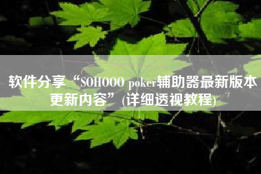 软件分享“SOHOOO poker辅助器最新版本更新内容	”(详细透视教程)