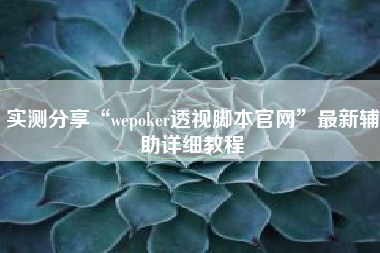 实测分享“wepoker透视脚本官网	”最新辅助详细教程