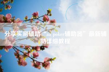 分享实测辅助“aa poker辅助器”最新辅助详细教程
