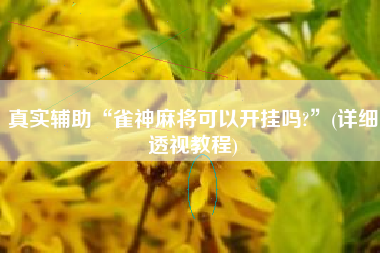 真实辅助“雀神麻将可以开挂吗?	”(详细透视教程)