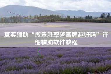 真实辅助“微乐胜率越高牌越好吗”详细辅助软件教程