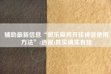 辅助最新信息“微乐麻将开挂神器使用方法”(透视)其实确实有挂