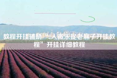 教程开挂辅助“2人微乐捉老麻子开挂教程”开挂详细教程