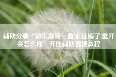 辅助分享“微乐麻将一直输,注销了,重开会怎么样”开挂辅助透视教程