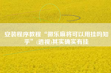 安装程序教程“微乐麻将可以用挂吗知乎”(透视)其实确实有挂