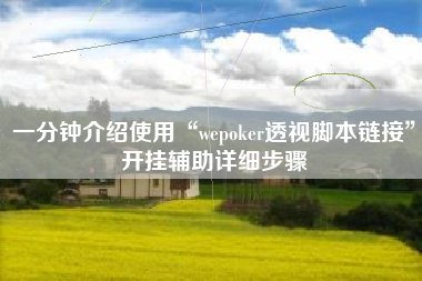 一分钟介绍使用“wepoker透视脚本链接”开挂辅助详细步骤