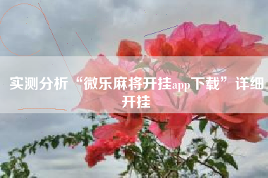 实测分析“微乐麻将开挂app下载	”详细开挂