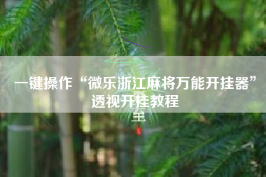 一键操作“微乐浙江麻将万能开挂器”透视开挂教程