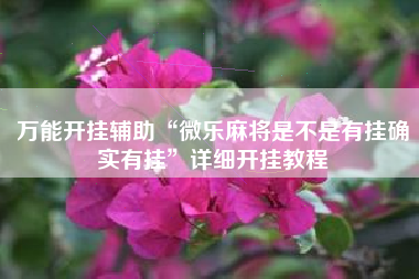 万能开挂辅助“微乐麻将是不是有挂确实有挂”详细开挂教程