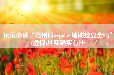 玩家必读“德州局wepoker辅助挂安全吗	”(透视)其实确实有挂