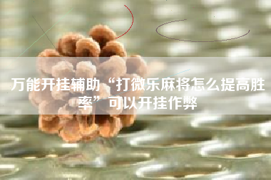 万能开挂辅助“打微乐麻将怎么提高胜率”可以开挂作弊