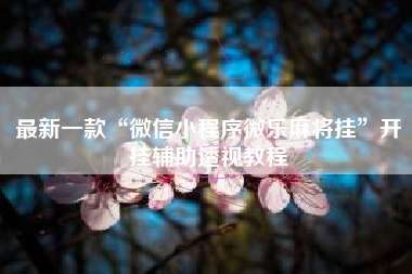 最新一款“微信小程序微乐麻将挂”开挂辅助透视教程