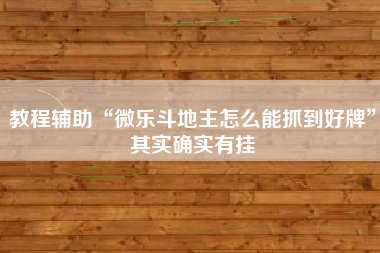 教程辅助“微乐斗地主怎么能抓到好牌	”其实确实有挂