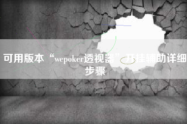 可用版本“wepoker透视器”开挂辅助详细步骤