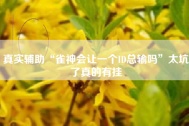 真实辅助“雀神会让一个ID总输吗	”太坑了真的有挂